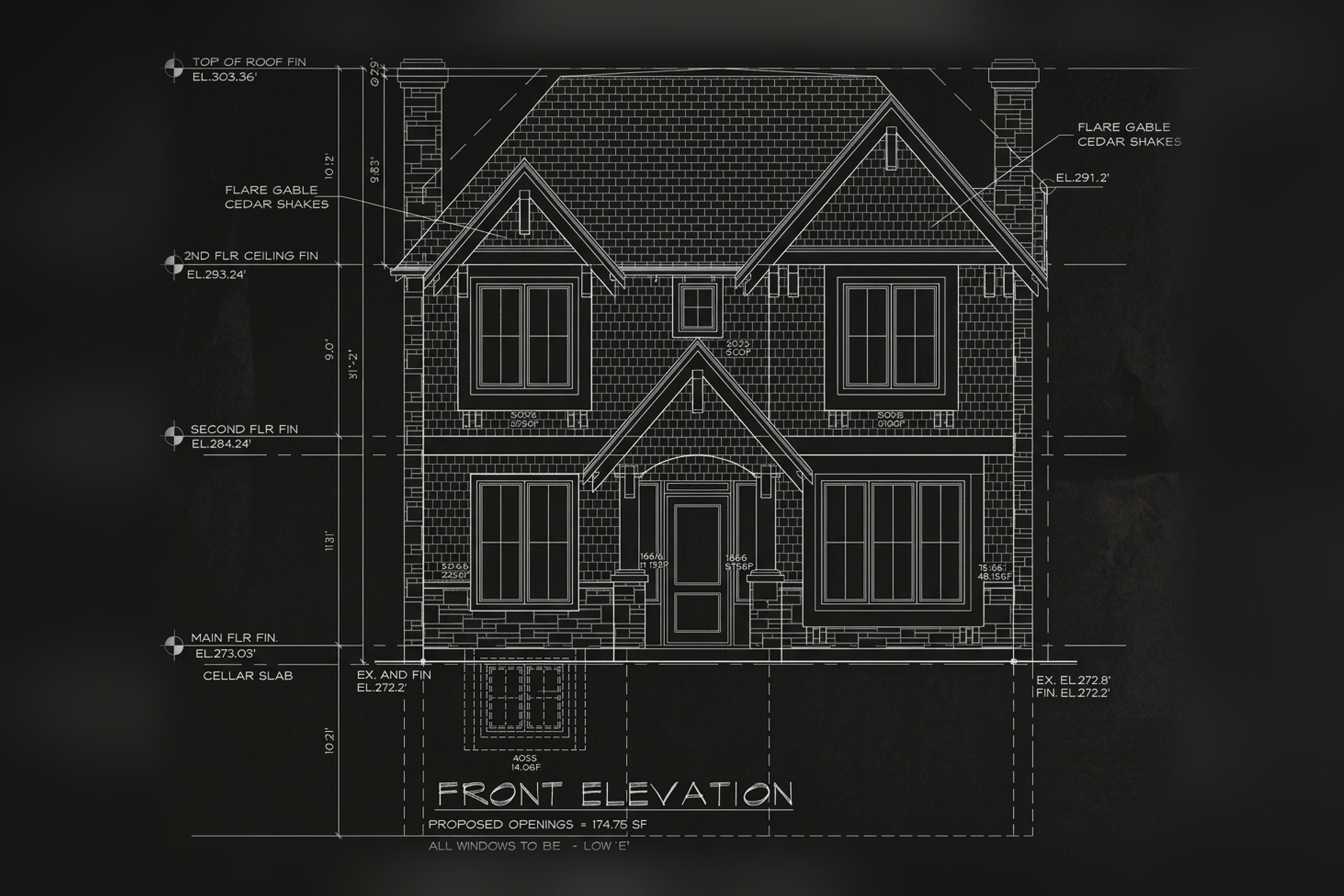 Front elevation architectural drawing