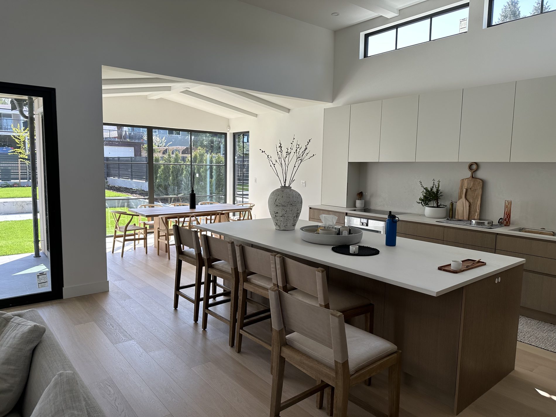 Kitchen island with view to dining area